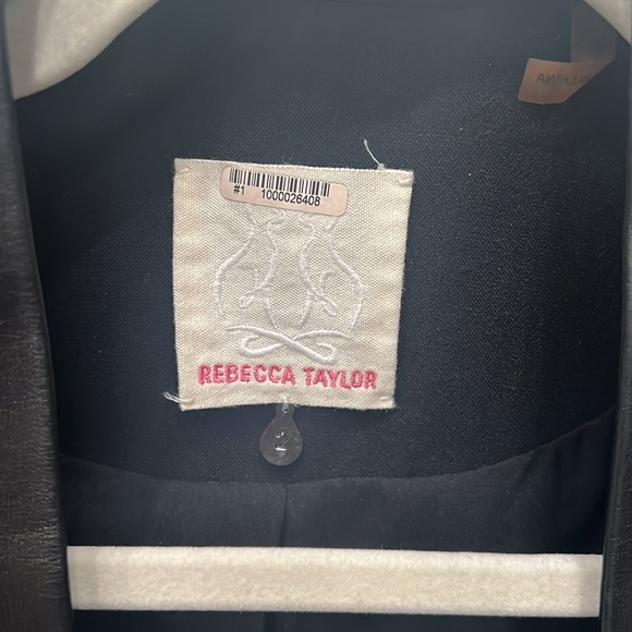 Rebecca Taylor black blazer with leather trim size 2 - Picture 3 of 6